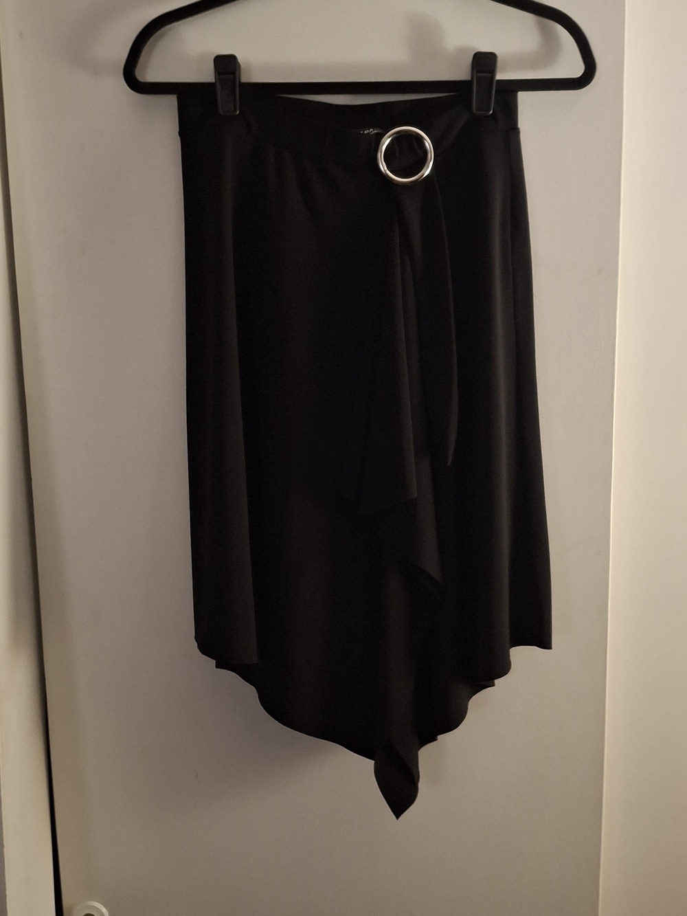 Rampage Asymmetric Black Women's Skirt with O-Ring Detail